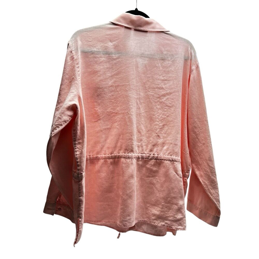 Liz Claiborne Woman Petite 1P 100% Linen Shirt Jacket Soft Pink Drawstring Waist - Picture 2 of 8